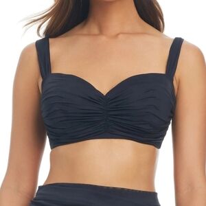 Bleu Rod Beattie Kore Underwire Shirred Bandeau 36DD Cup Bikini Top NWT Black